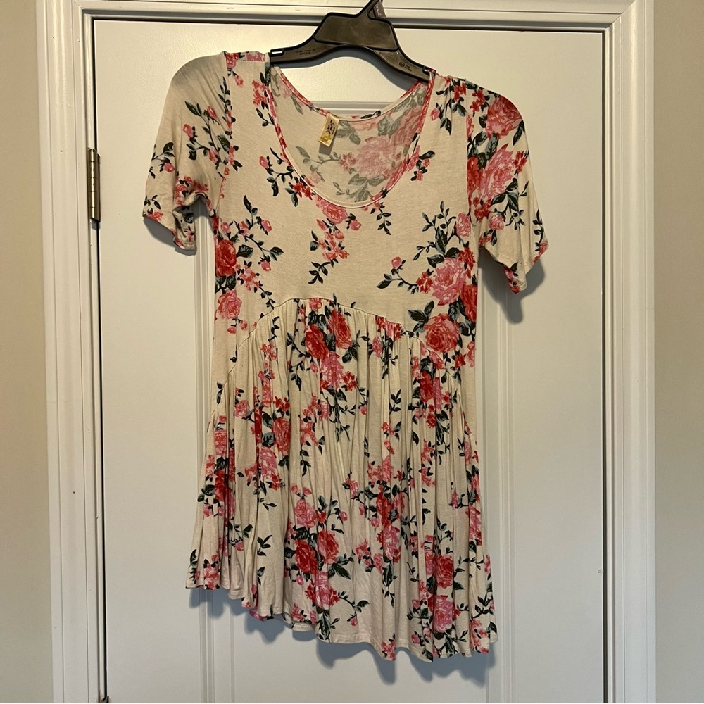 Floral White and Pink Women's Top